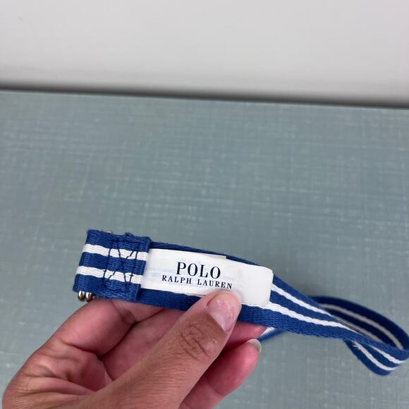Ralph Lauren Blue and White Striped Canvas Belt 5T - Picture 3 of 6
